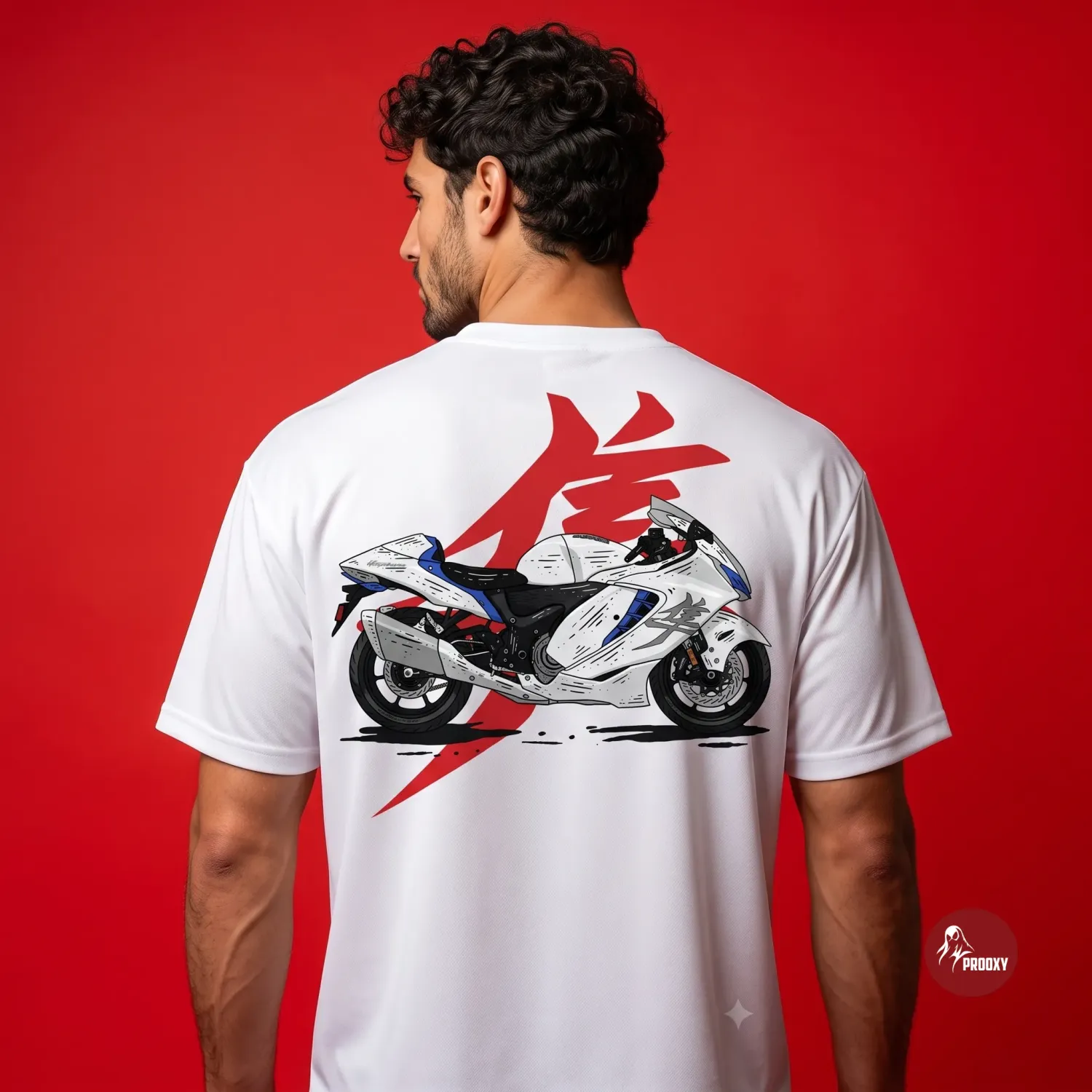 Japan Busa Sport Bike Graphic Oversized White Men's T-Shirt