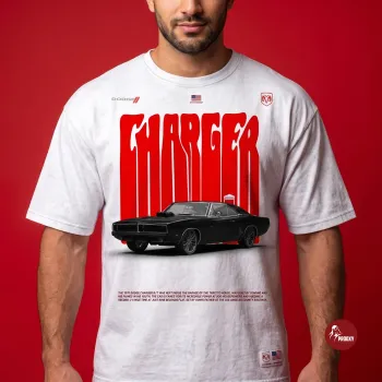 Dodge Charger 1970 RT Graphic Print Oversized White T-Shirt