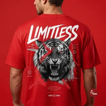 Limitless Tiger Red Graphic Printed Men's T-Shirt Red