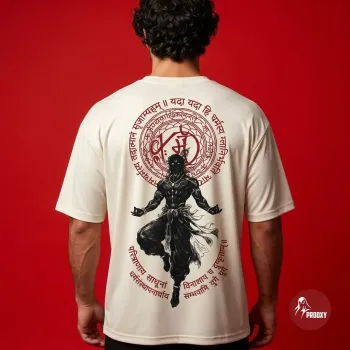 Shiva "Yada Yada Hi Dharmasya" Oversized  -Shirt - Cream Stone