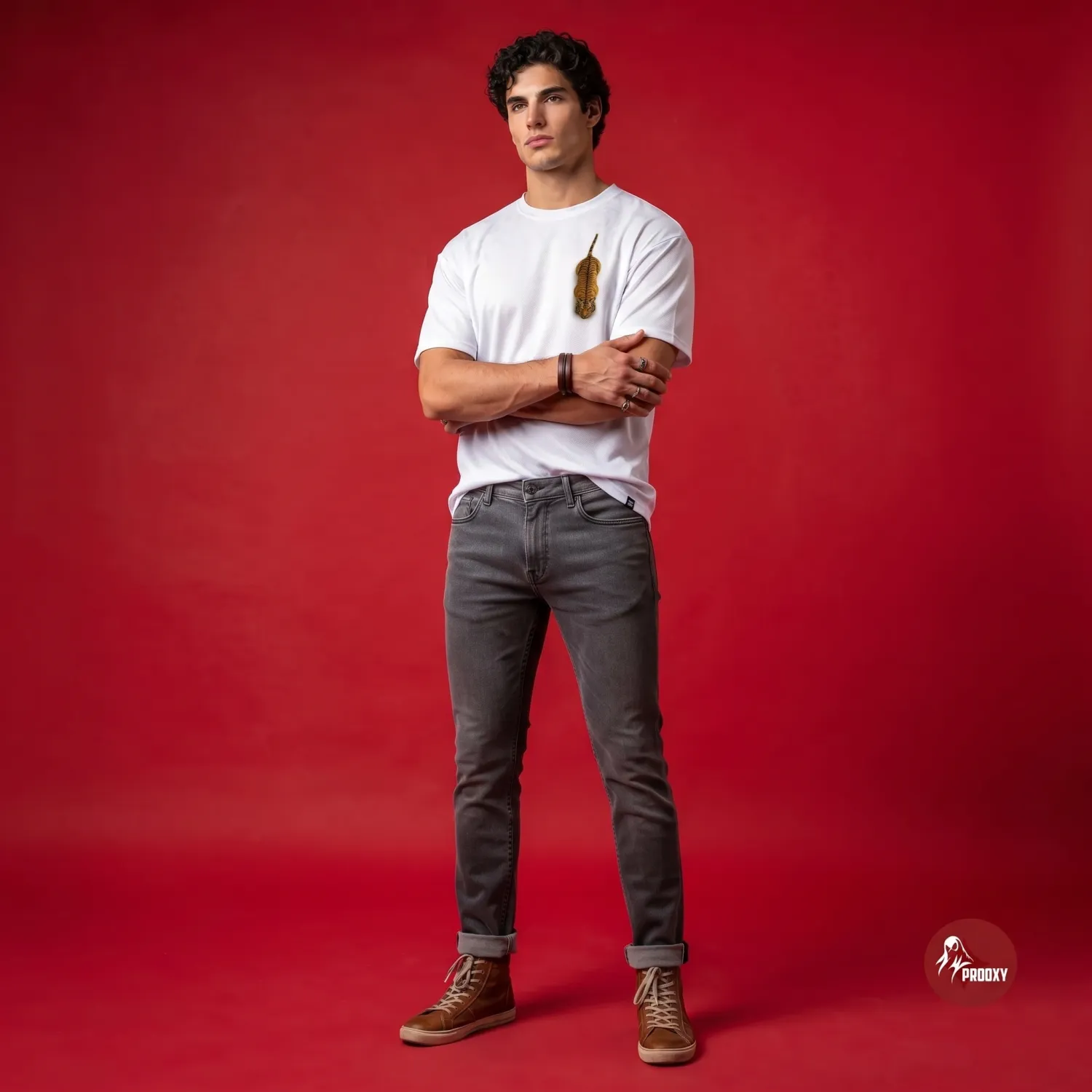 Apex Predator Vertical Tiger White Athletic T-Shirt Acid Washed
