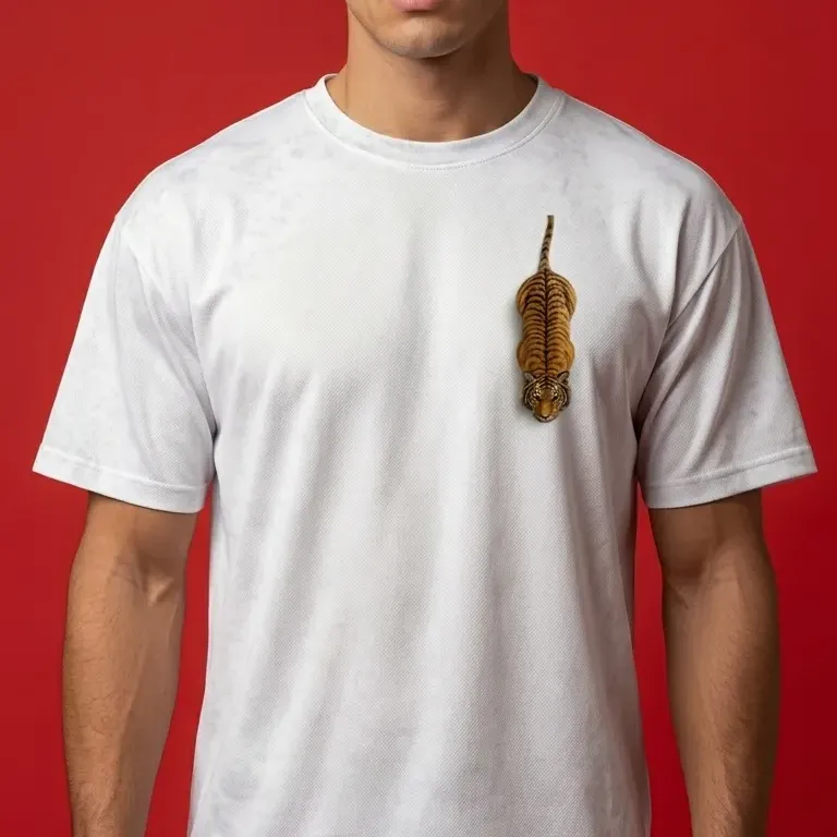 Apex Predator Vertical Tiger White Athletic T-Shirt Acid Washed