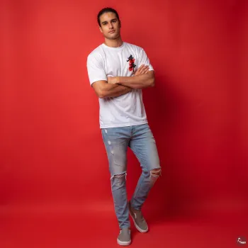 Kanji Brushstroke Red Splatter White Athletic T-Shirt