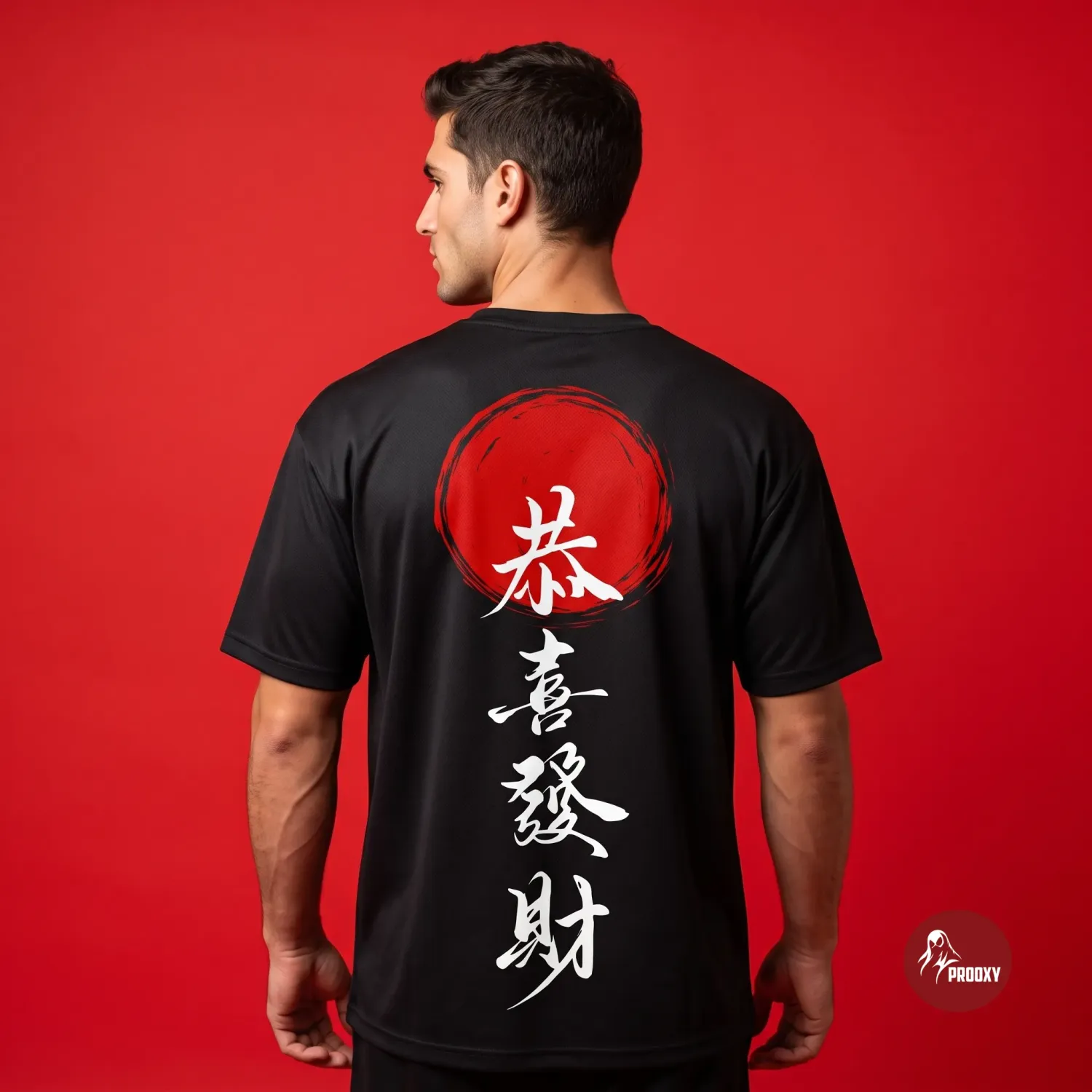 Red Sun Japanese Kanji Black Athletic T-Shirt