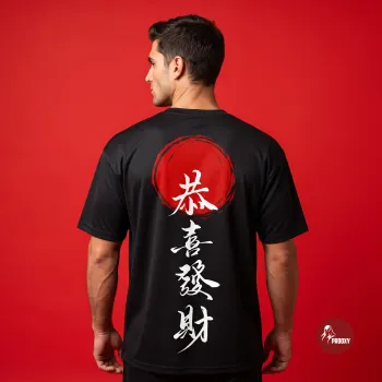 Red Sun Japanese Kanji Black Athletic T-Shirt
