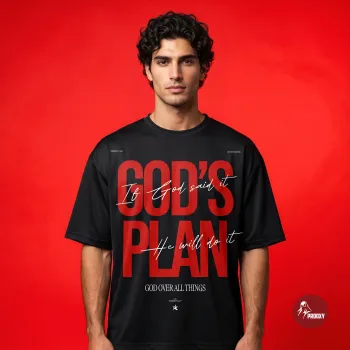 God's Plan Motivational Black Athletic Graphic T-Shirt