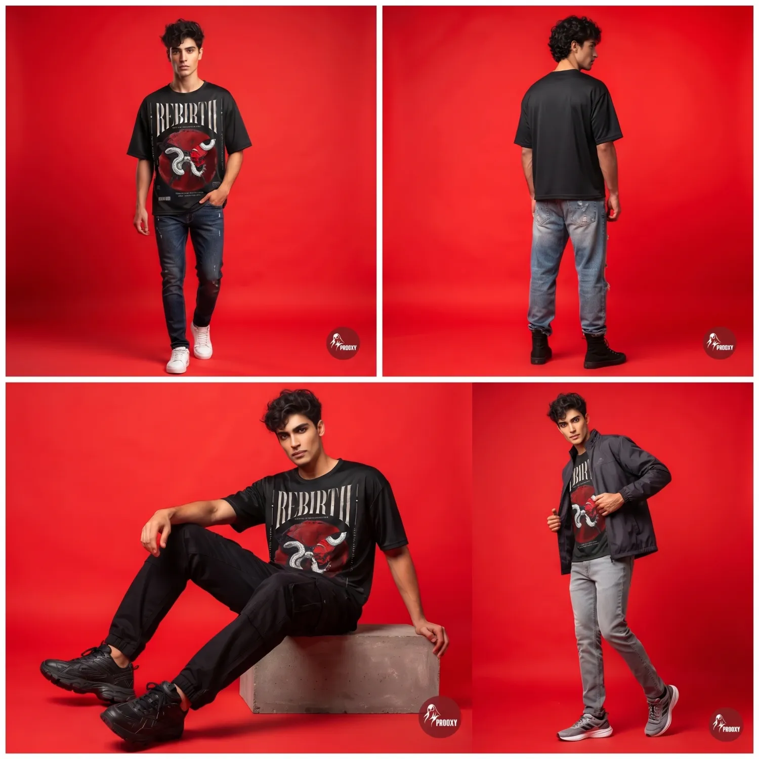 Rebirth Chaos Skull & Serpent Black Graphic Athletic T-Shirt