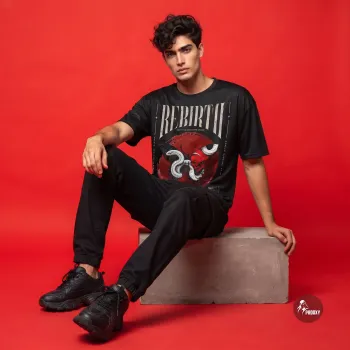 Rebirth Chaos Skull & Serpent Black Graphic Athletic T-Shirt