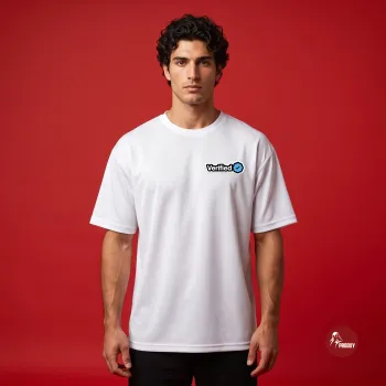 Verified Badge Minimalist Printed Oversized White T-Shirt