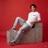 Verified Badge Minimalist Printed Oversized White T-Shirt