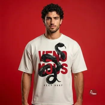 Venomous Keep Away Graphic Printed Oversized Off-White T-Shirt