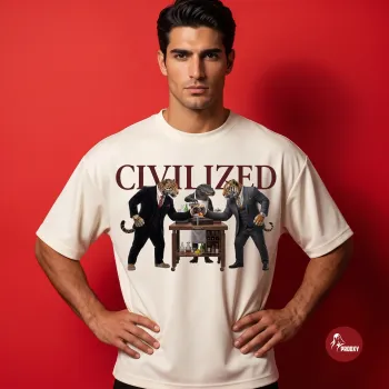 Civilized Dapper Animals Graphic Printed Oversized Off-White T-Shirt