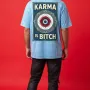 PROOXY "KARMA IS BITCH" All-Seeing Eye Oversized Acid-Wash Tee in Blue