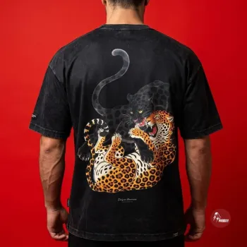 PROOXY Feline Fight Club Mineral Wash Oversized Tee – Charcoal
