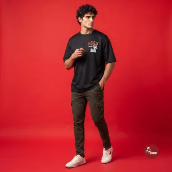 It's Too Peopley Outside Oversized Black T-Shirt with Tom Graphic