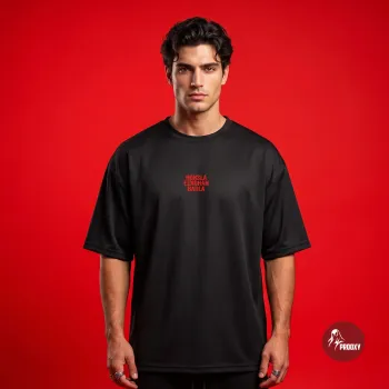 Honsla Eendhan Badla Minimalist Red Typography Black T-Shirt