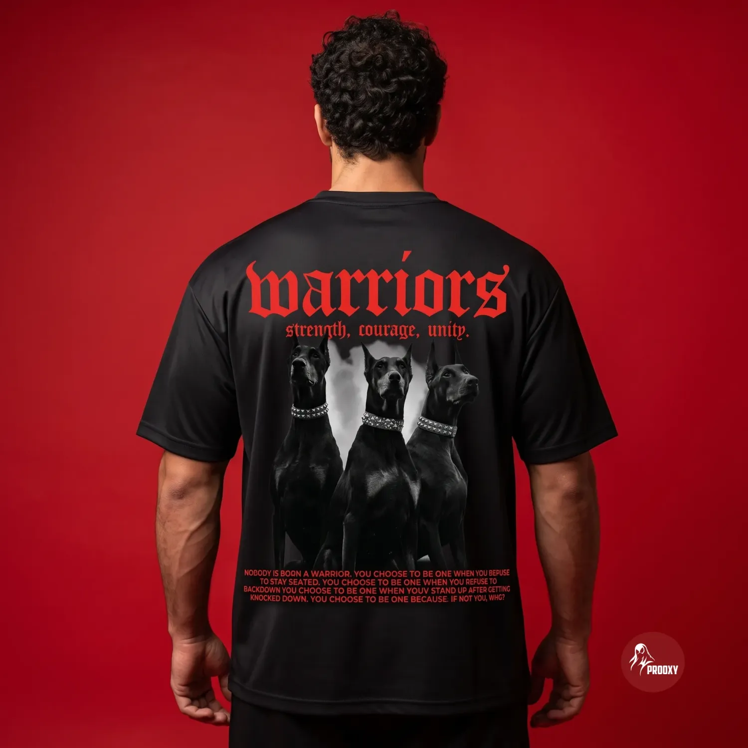 Warriors Doberman Graphic Oversized Black T-Shirt