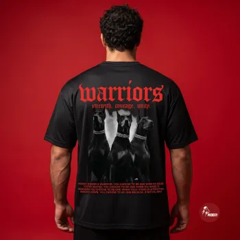 Warriors Doberman Graphic Oversized Black T-Shirt