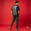 PROOXY East Asian Dragon Faded Wash Oversized T-Shirt in Charcoal Black