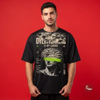 Overthinking Is My Cardio Graphic Oversized Black T-Shirt