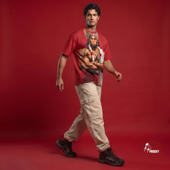 Lord Hanuman Graphic Print Red Oversized T-Shirt