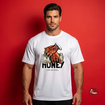 Money Criminal White Graphic T-Shirt | Streetwear Cash & Hands Urban Tee