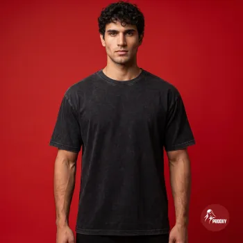 Prooxy Plain Vintage Washed Black Oversized T-Shirt