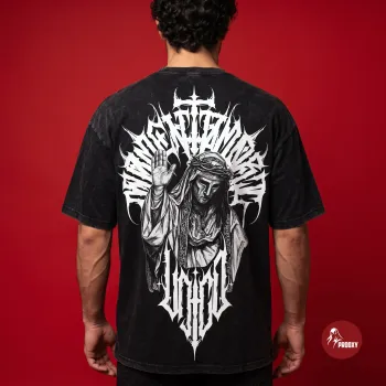 Holy Wrath Vintage Acid-Wash Oversized Graphic T-Shirt