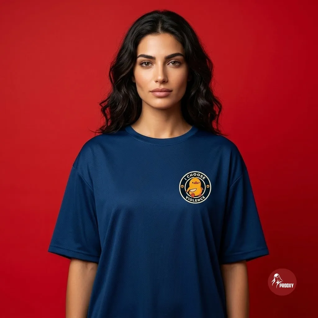 I Choose Violence" Deep Navy Oversized Meme Graphic T-Shirt