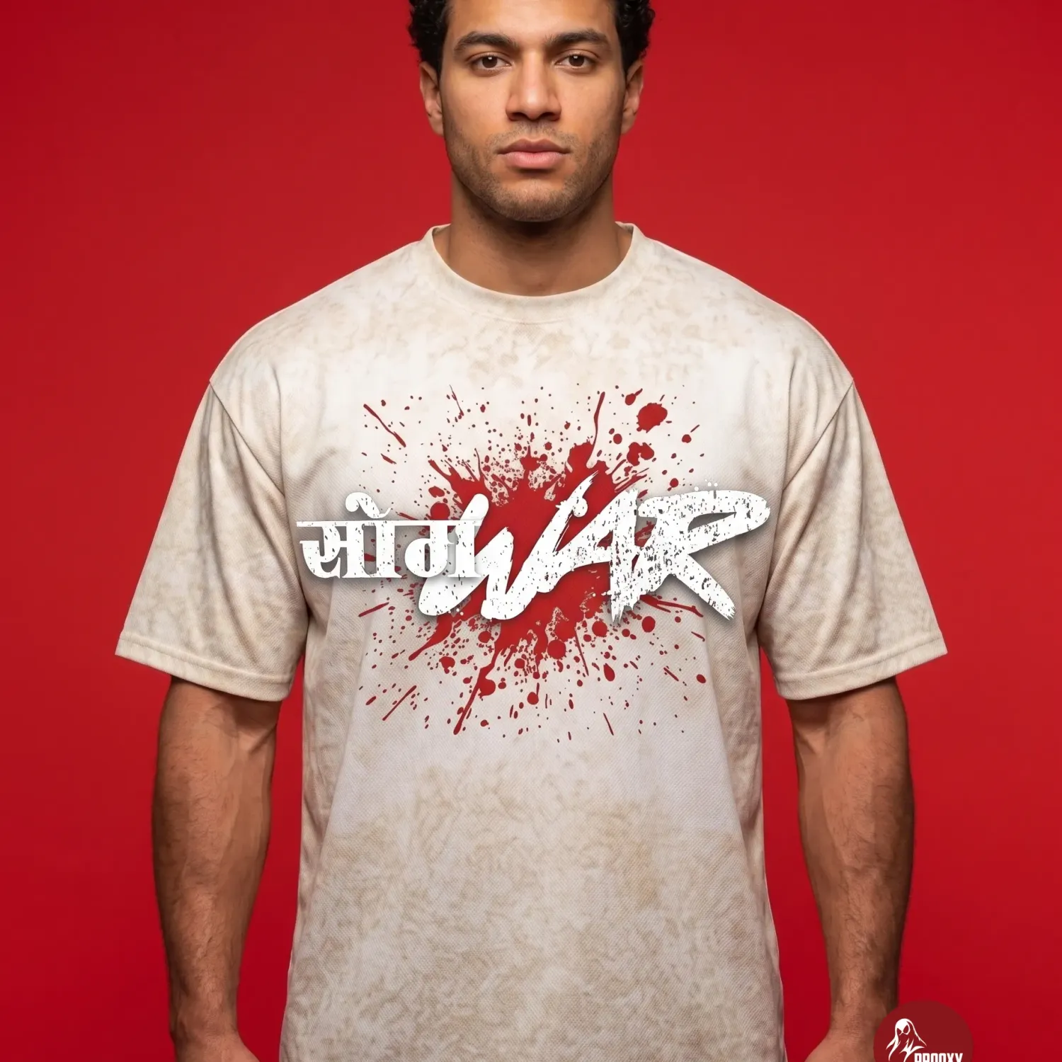 Zindagi War Acid-Wash Oversized Graphic T-Shirt