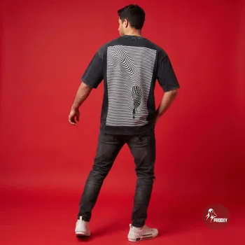 PROOXY "Optical Zebra Escape" Mineral-Wash Oversized Tee - Dual Graphic Edition