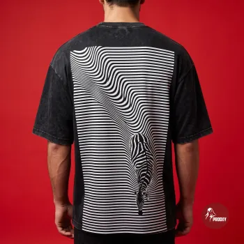 PROOXY "Optical Zebra Escape" Mineral-Wash Oversized Tee - Dual Graphic Edition