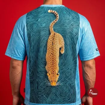 Leopard Vortex Mesh Streetwear T-Shirt – Blue Clouds Acid-Wash