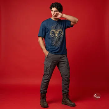 Aries Celestial Deep Navy Oversized Sacred Geometry Graphic T-Shirt