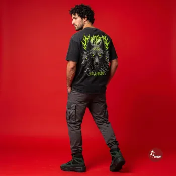 Hellhound Acid-Wash Oversized Heavy Metal Graphic T-Shirt