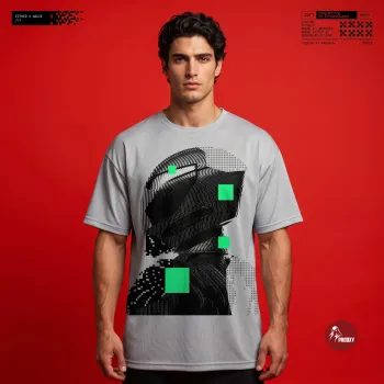 Cyber Pursuit Heather Grey Oversized Techwear Graphic T-Shirt