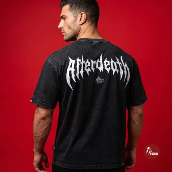 Afterdeath Vintage Acid-Wash Oversized Gothic Metal Graphic T-Shirt