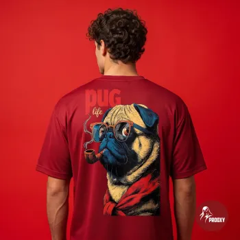 Pug Life Oversized Mesh T-Shirt with Dapper Pug Back Graphic