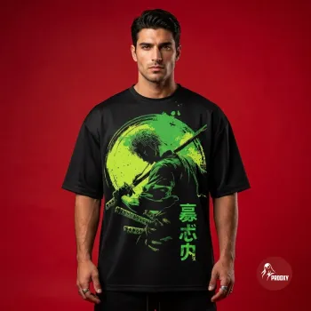 Demon Slash Roronoa Zoro Inspired Oversized Anime Graphic Mesh T-Shirt