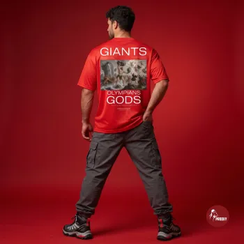 Giants & Olympian Gods Renaissance Battle Graphic oversized Red T-Shirt