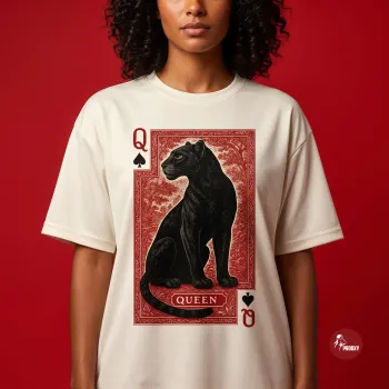 Queen of Spades Panther Oversized Ivory Tech-Mesh T-Shirt