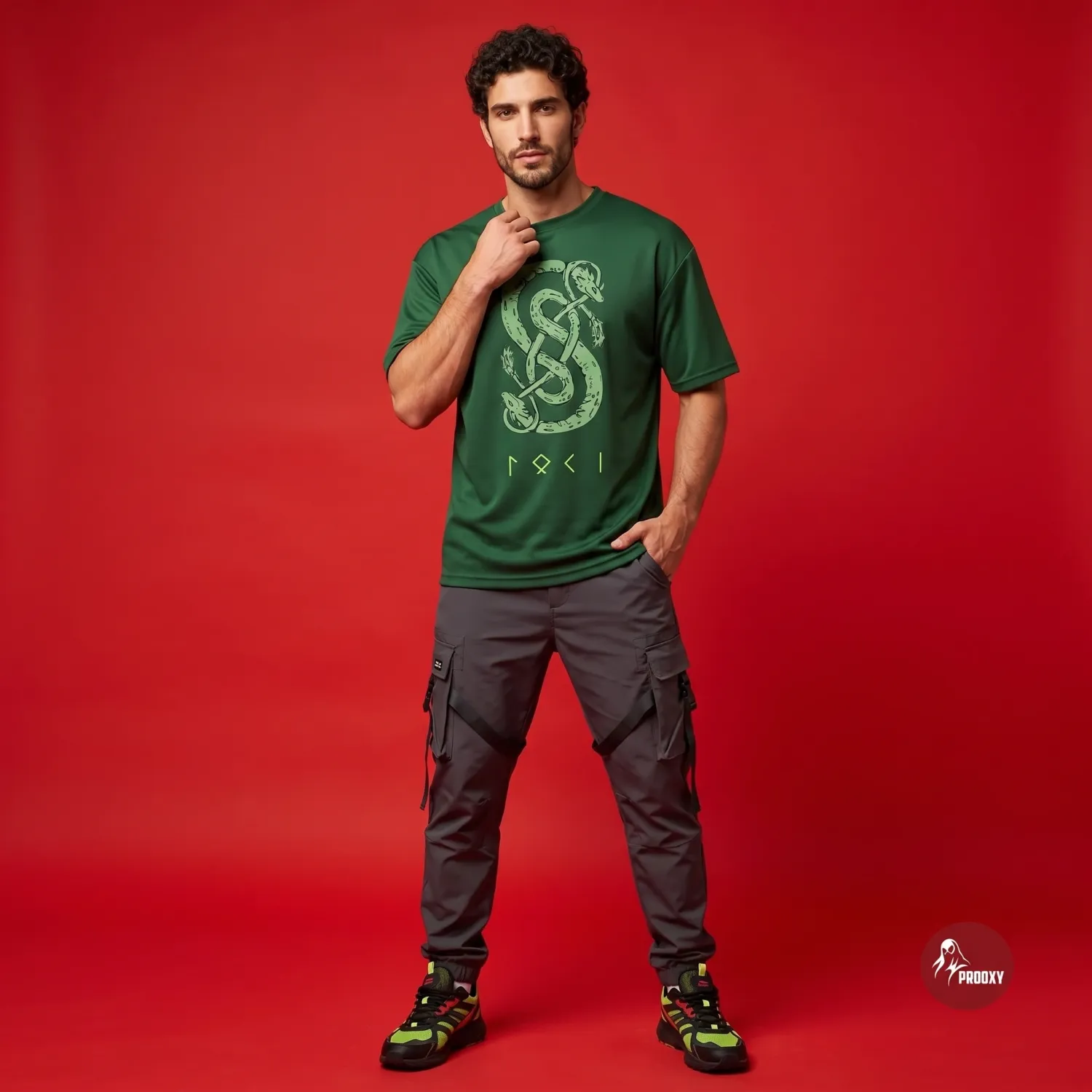 The Serpent Rune Mythic Ouroboros Oversized Tech-Mesh T-Shirt