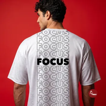 FOCUS Repeated Motif oversized Performance Mesh T-Shirt