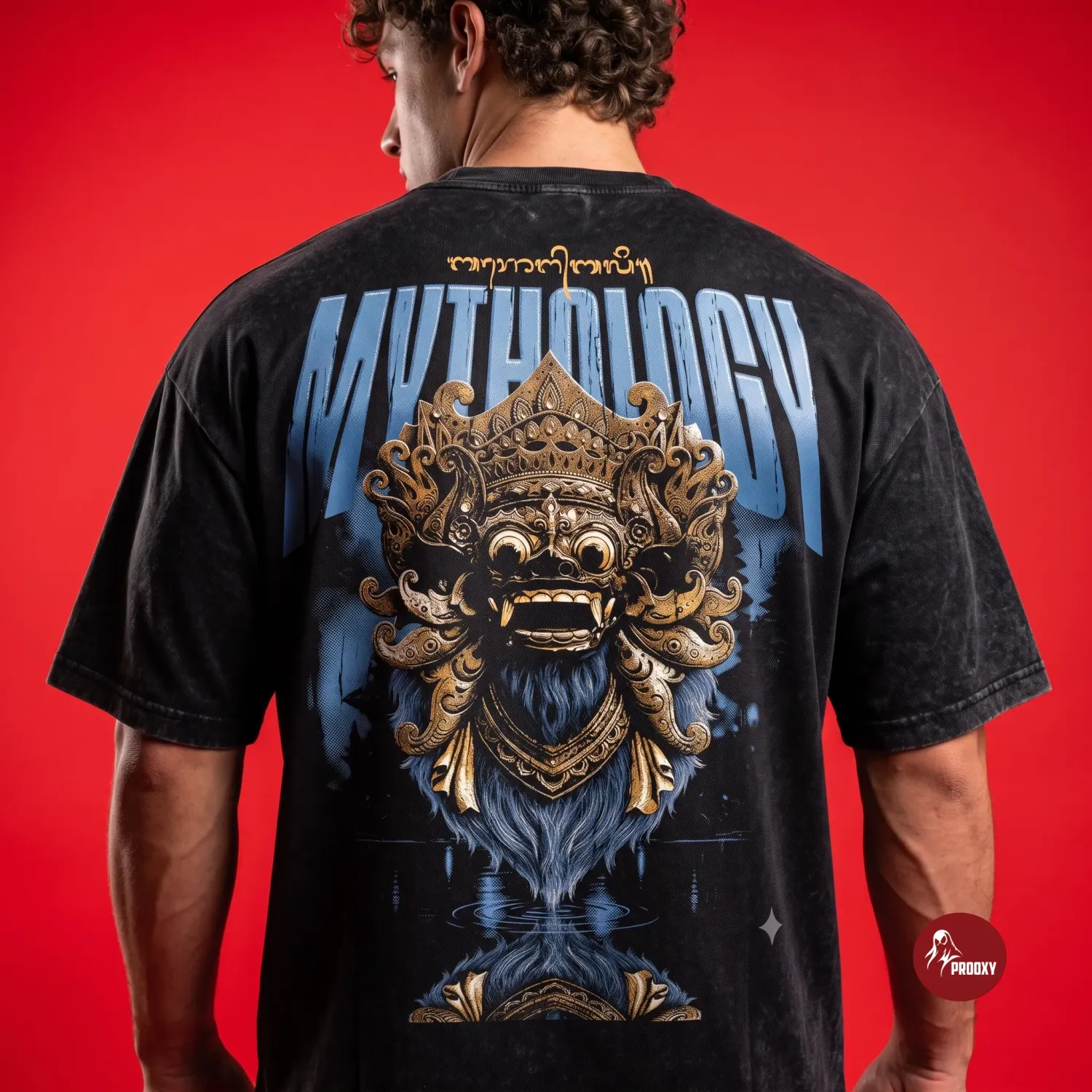 Barong "Mythology" oversized Acid wash-effect graphic t-shirt