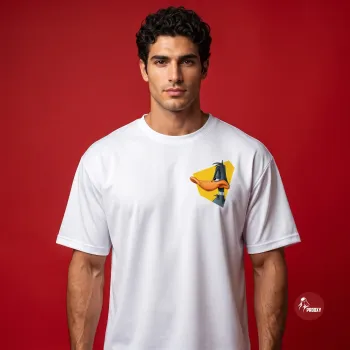 Straight Outta Tha 90s Daffy Duck Nostalgia Oversized White Mesh T-Shirt