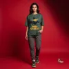 Prooxy Who Cares Daffy Duck Oversized Graphic T-Shirt - Forest Green