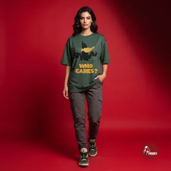 Prooxy Who Cares Daffy Duck Oversized Graphic T-Shirt - Forest Green