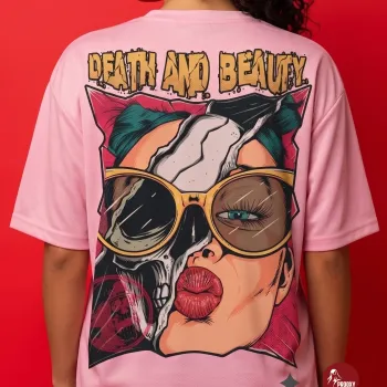 Prooxy Death and Beauty Oversized Graphic T-Shirt - Pastel Pink