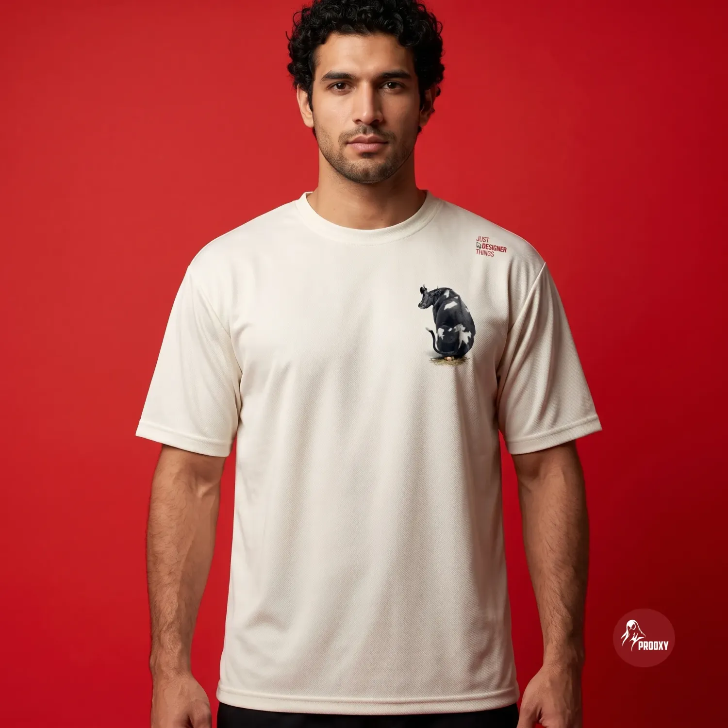 Nonsensical Design Oversized Tee - Black & White Spotted Cow
