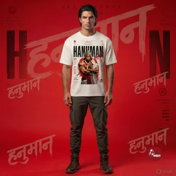 Hanuman Warrior - Men's Off-White Graphic T-Shirt